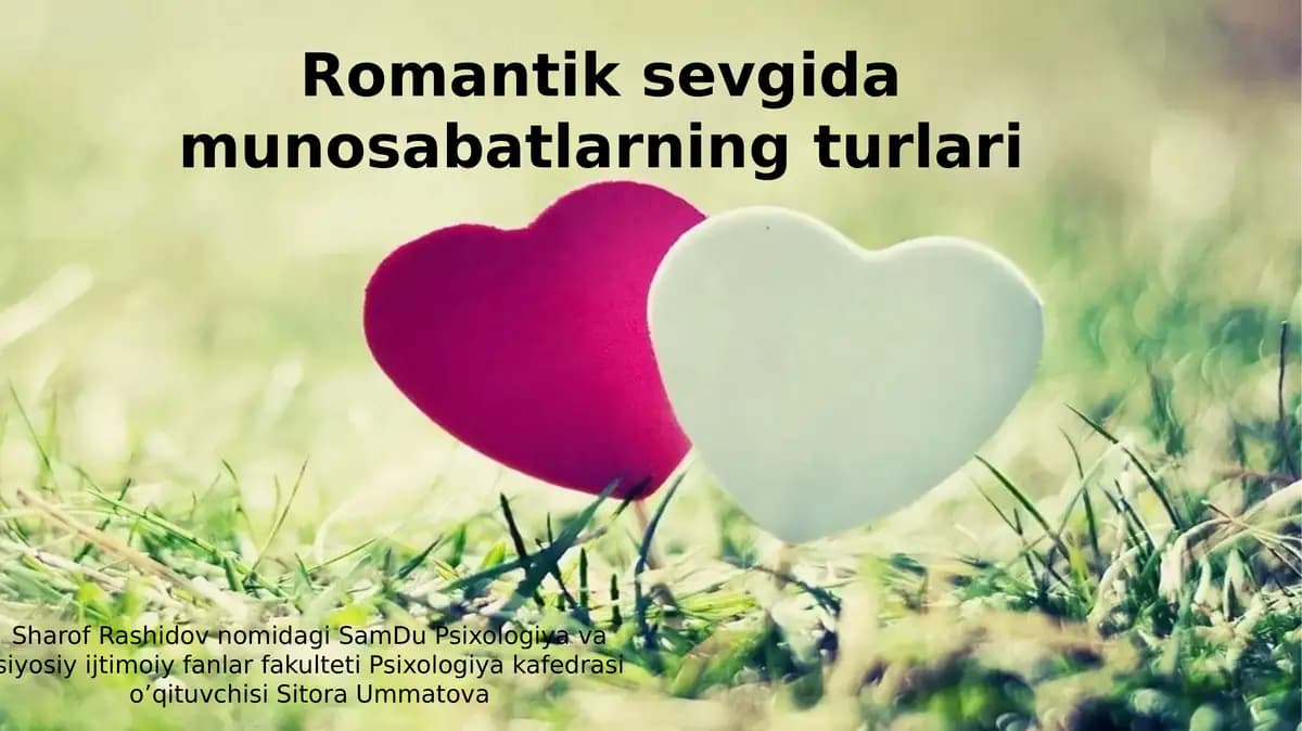 Romantik sevgida munosabatlarning turlari