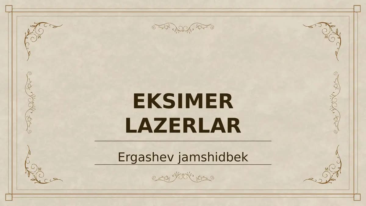 Eksimer Lazerlar