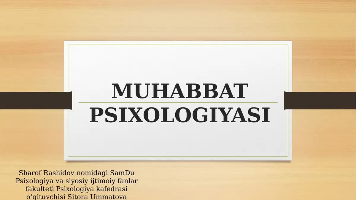 Muhabbat psixologiyasi