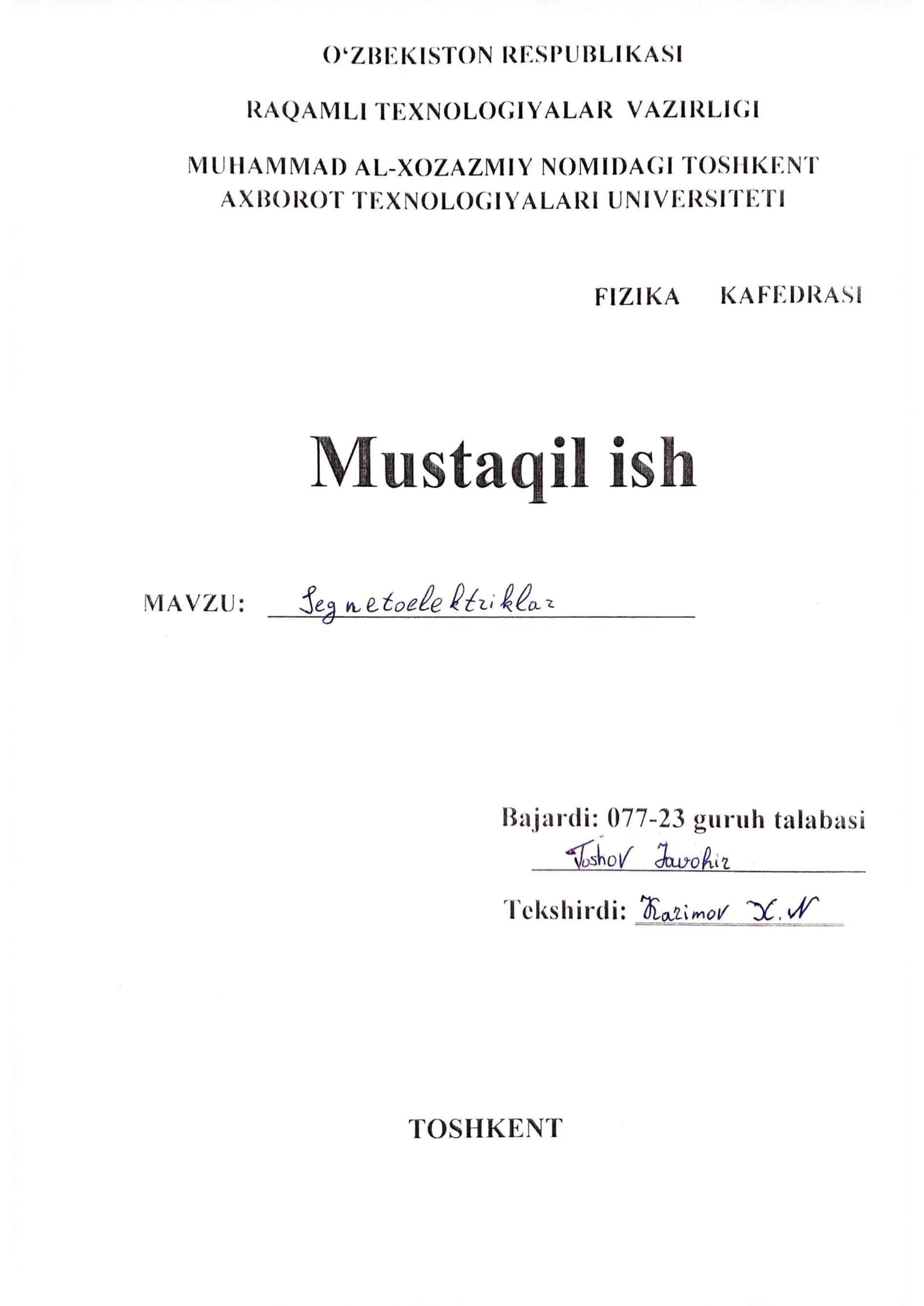 deadline fizika Mavzu : maruza segnetoelektrika