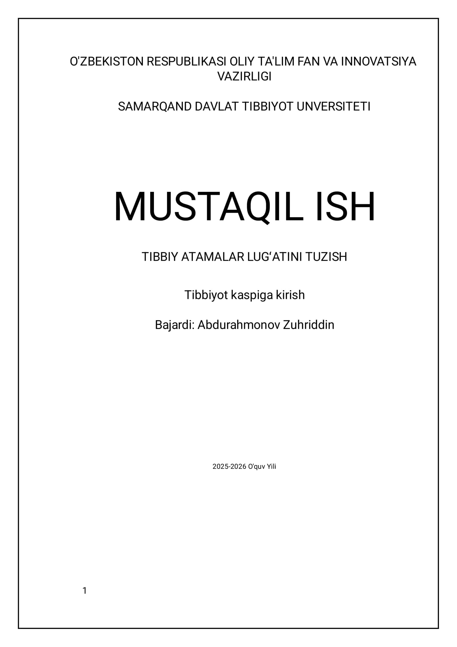 Tibbiy Atamalar lugʻati