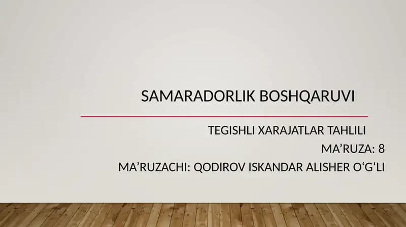 Tegishli xarajatlar Tahlili