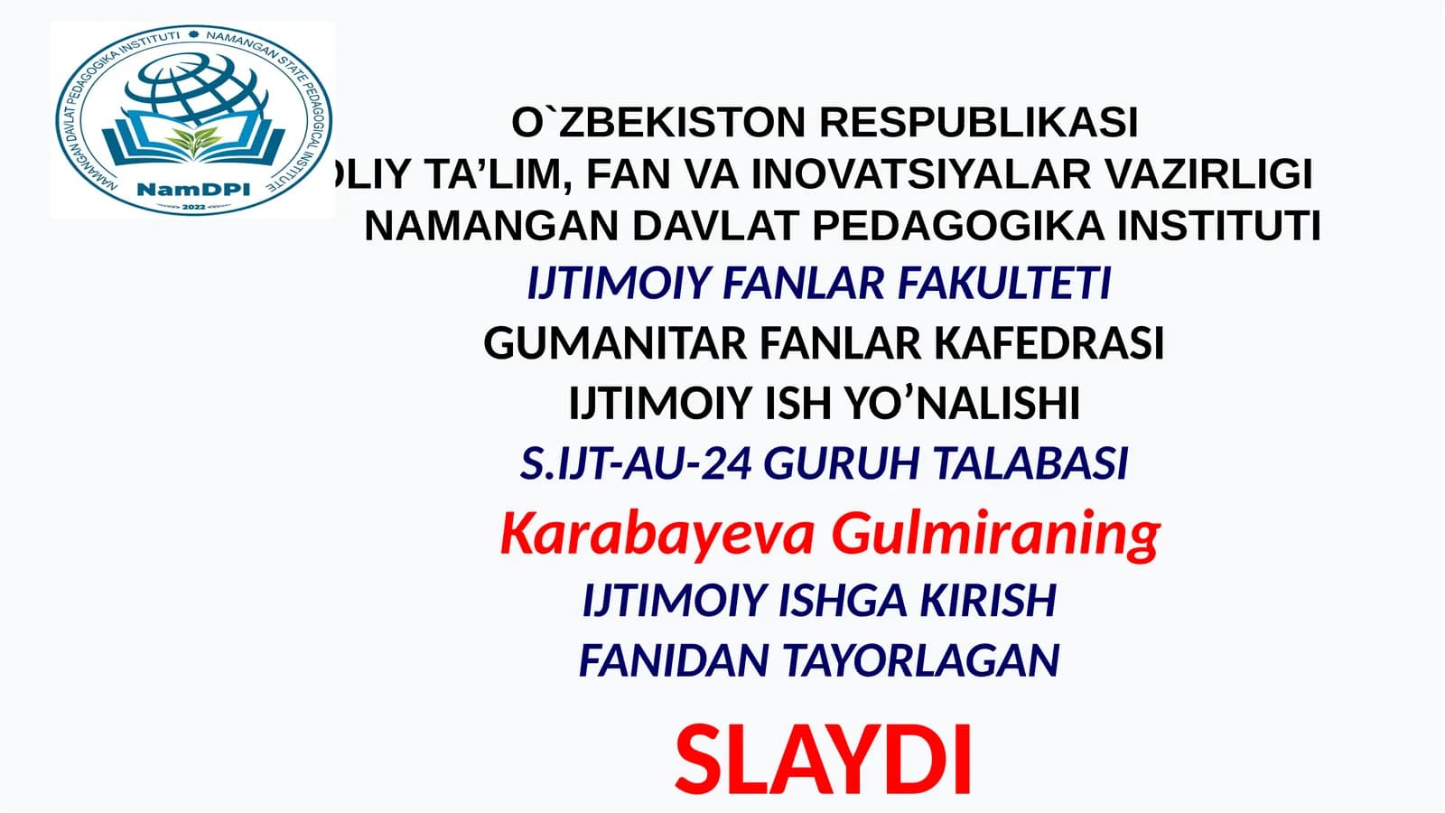 Jamoada ijtimoiy ish modeli