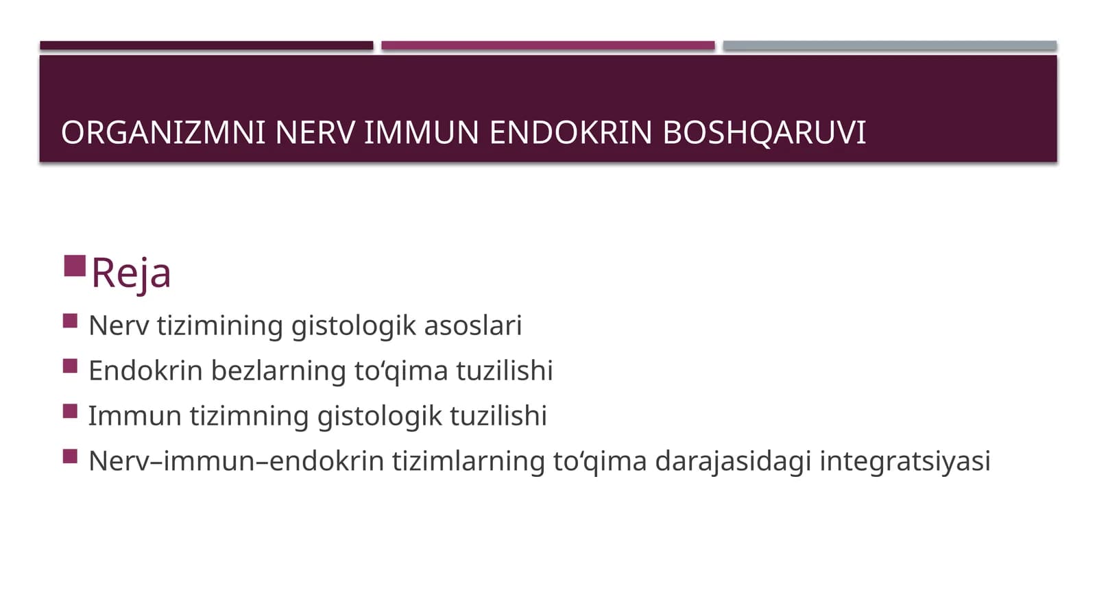 Organizmni nerv immun endokrin boshqaruvi