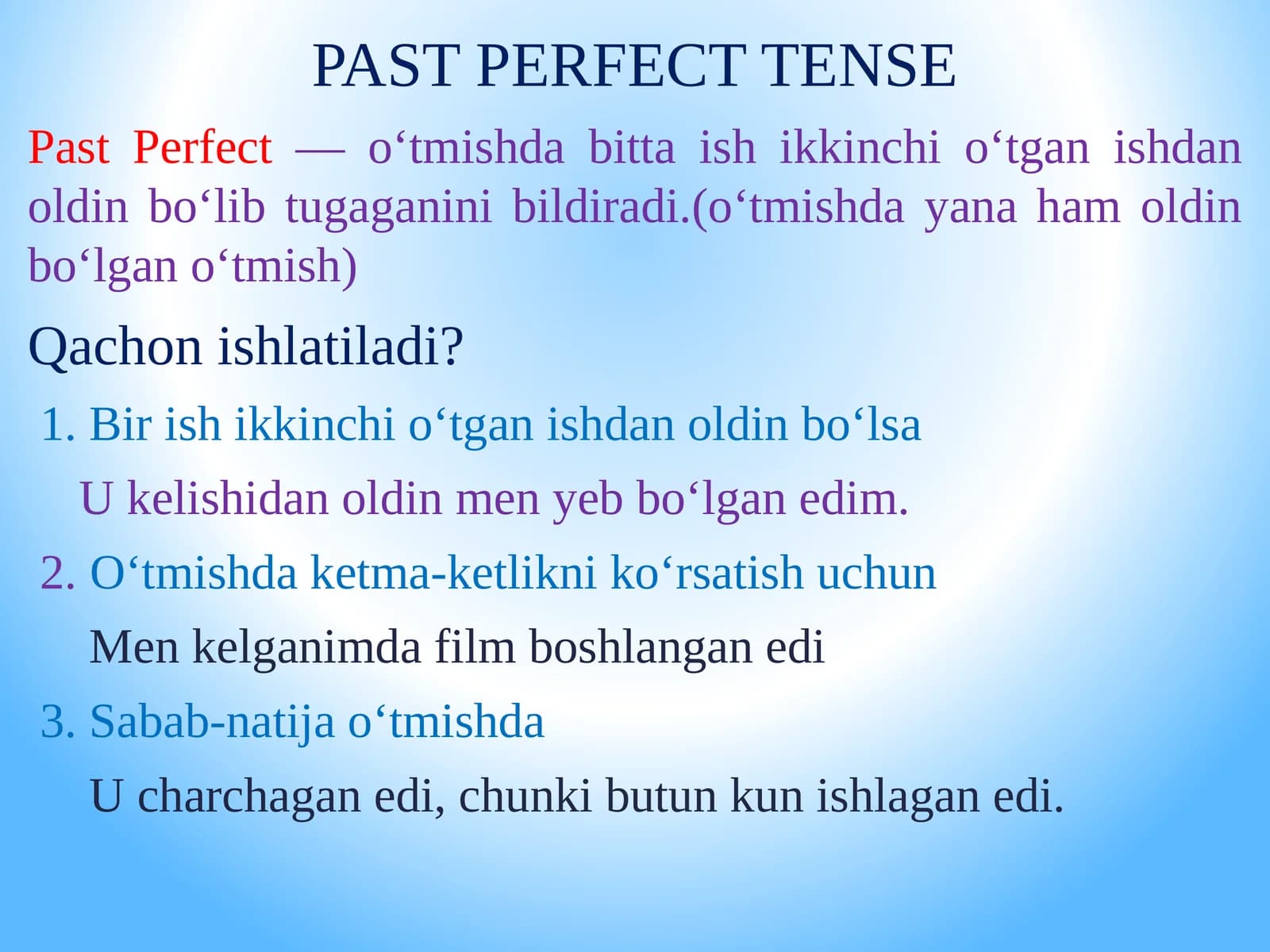 Past Perfect tense