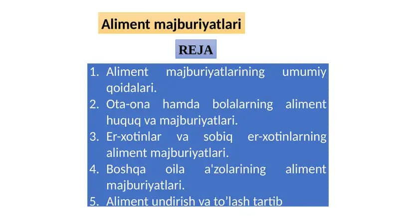 Alimеnt majburiyatlari