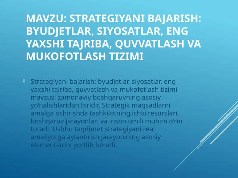 Strategiyani bajarish