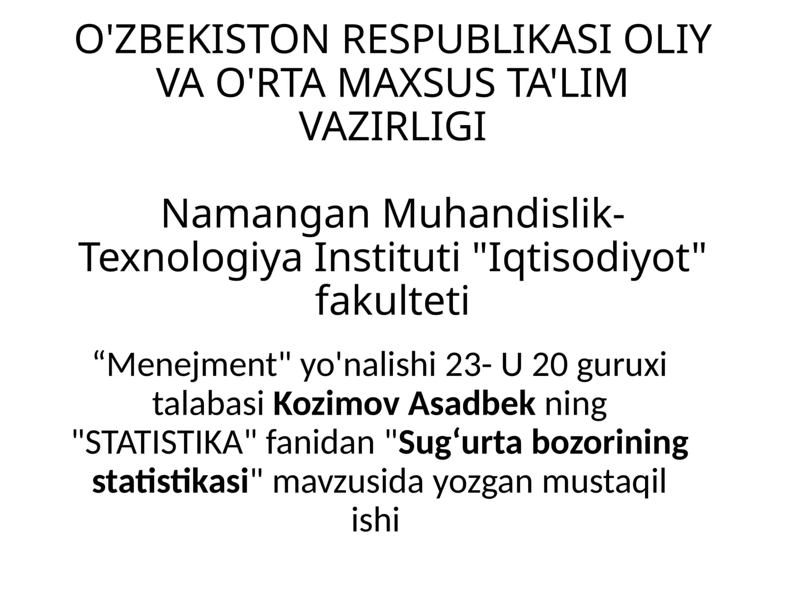 Sugʼurta bozori statistikasi