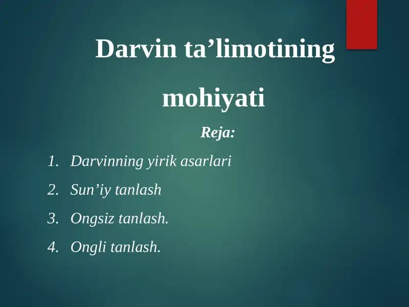 Darvin ta’limotining mohiyati