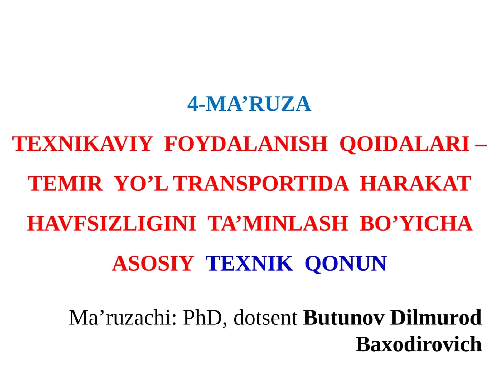 TEXNIKAVIY FOYDALANISH QOIDALARI