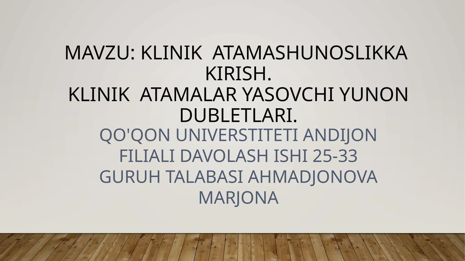 Klinik atamashunoslikka kirish. Yunon dubletlari