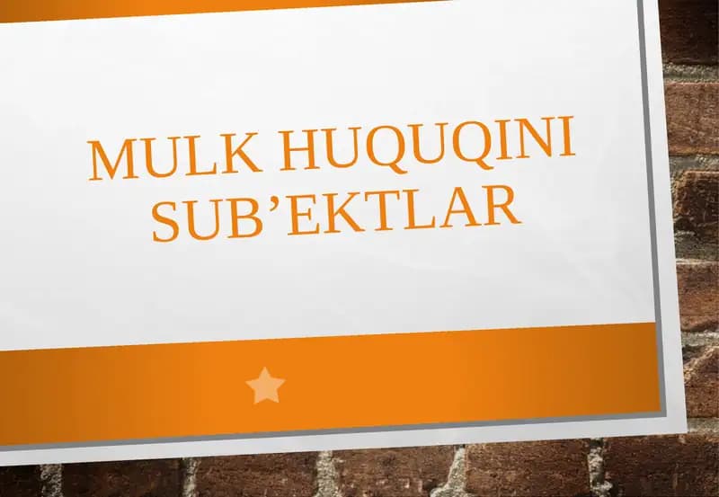 Mulk huquqini sub’ektlar