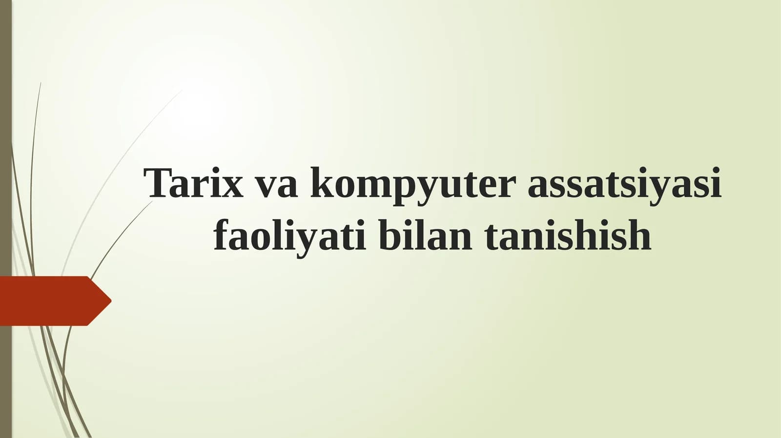 Tarix va kompyuter assatsiyasi faoliyati bilan tanishish