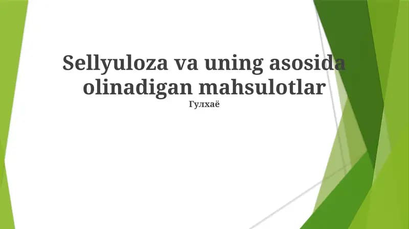 Sellüloza glyukoza birliklarining chiziqli polimeri bo'lib, yuqori tortish kuchiga ega kuchli mikrofibrillalar hosil qiladi. Uning kristall tuzilishi erimaydiganligi va parchalanishga chidamliligini ta'minlaydi. Bioparchalanuvchanligi, plyonka hosil qilish qobiliyati va suvni ushlab turish xususiyatlari oziq-ovqat, to'qimachilik va biomateriallarda qo'llanilishini ta'minlaydi