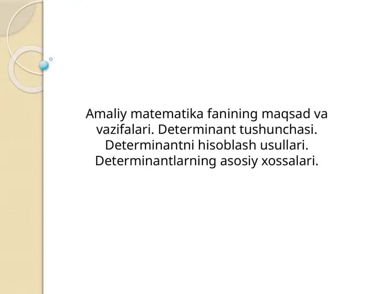 Amaliy matematika fanining maqsad va vazifalari