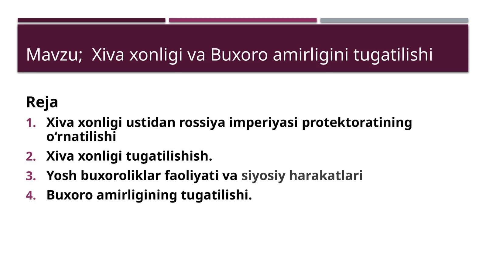 Xiva xonligi va Buxoro amirligini tugatilishi