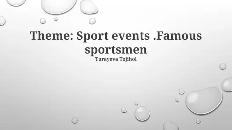 Turayeva TojiholExplore the evolution of famous sporting events, the impact of sport on society and culture, and delve into the stories of sporting legends like Tiger Woods and Jesse Owens