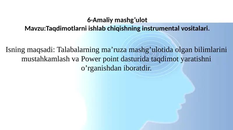 Taqdimotlarni ishlabchiqishning instrumental vositalari