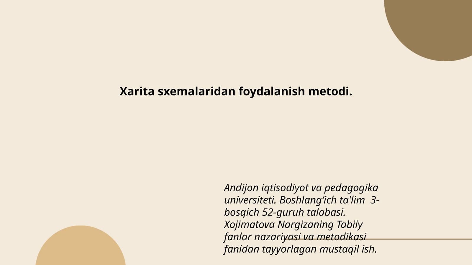 Xarita sxemalaridan foydalanish metodi