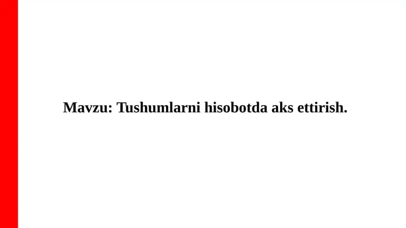 Tushumlarni hisobotda aks ettirish