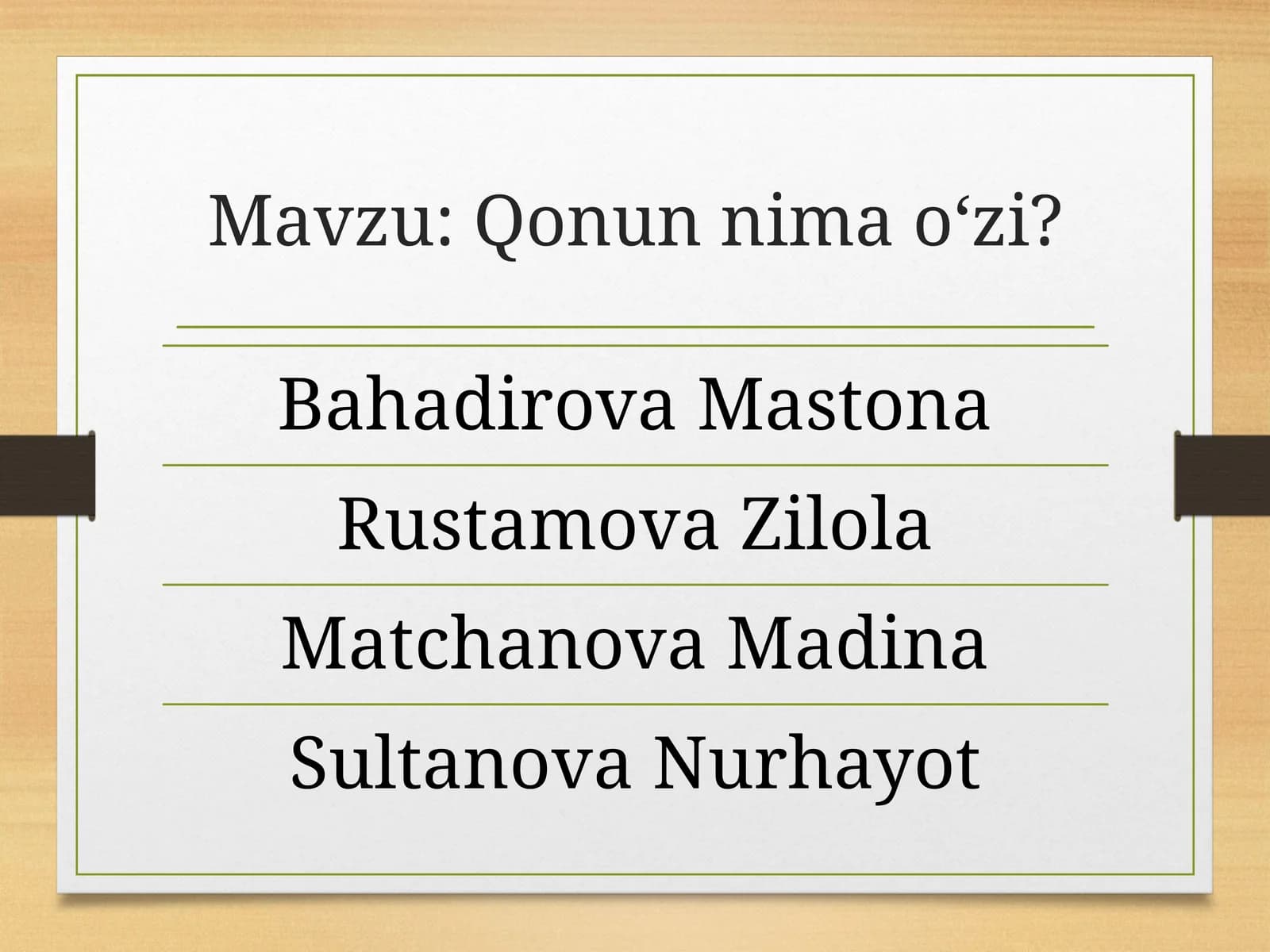 Qonun nima o‘zi? loyiha ishi