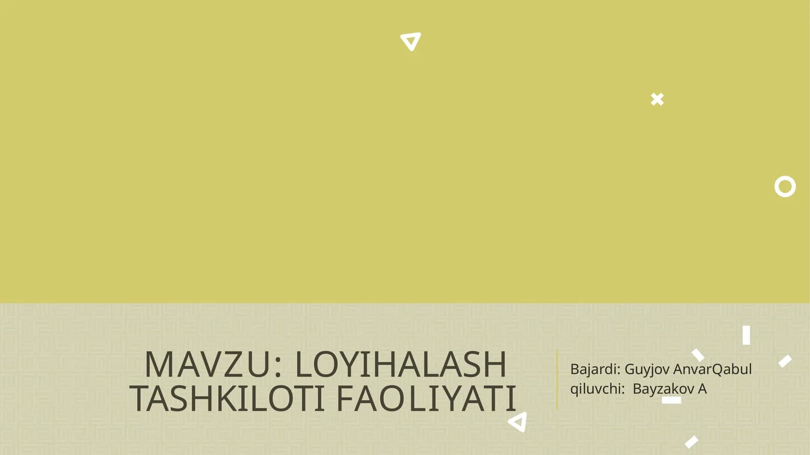 Loyihalash tashkiloti faoliyati