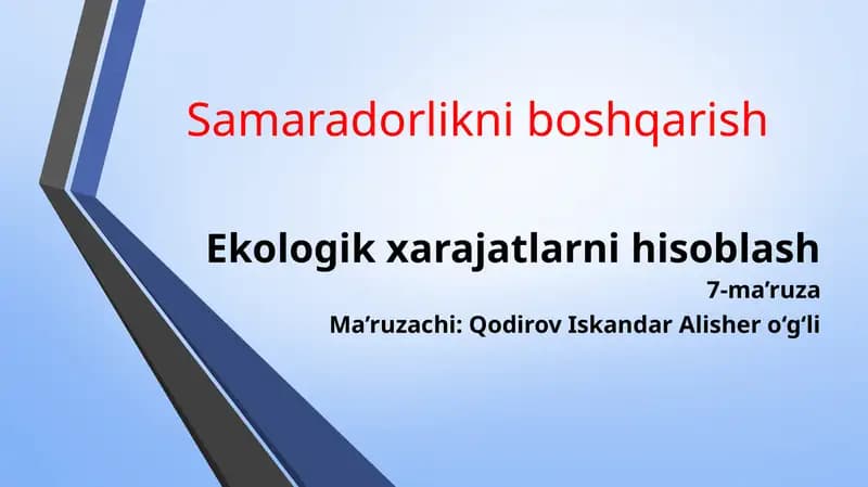Ekologik harajatlarni hisoblash