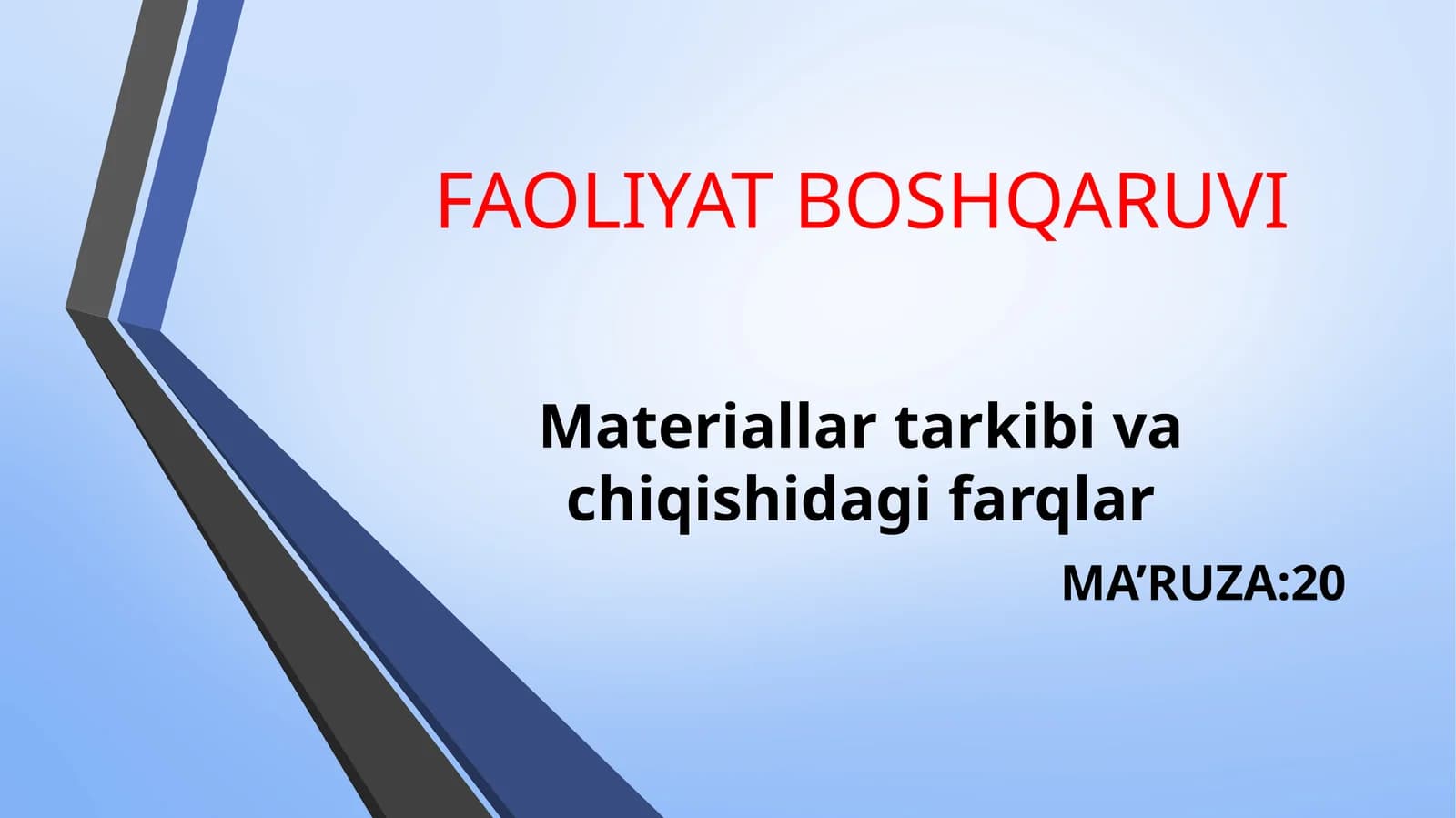 Materiallar tarkibi va chiqishidagi farqlar