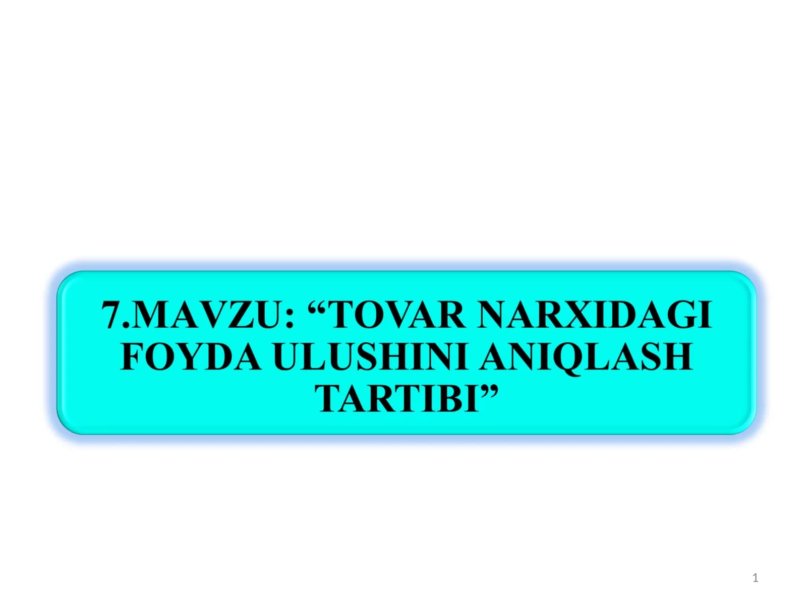 Tovar narxidagi foyda ulushini aniqlash