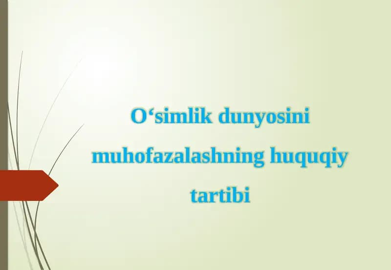 O‘simlik  dunyosini  muhofazalashning  huquqiy  tartibi
