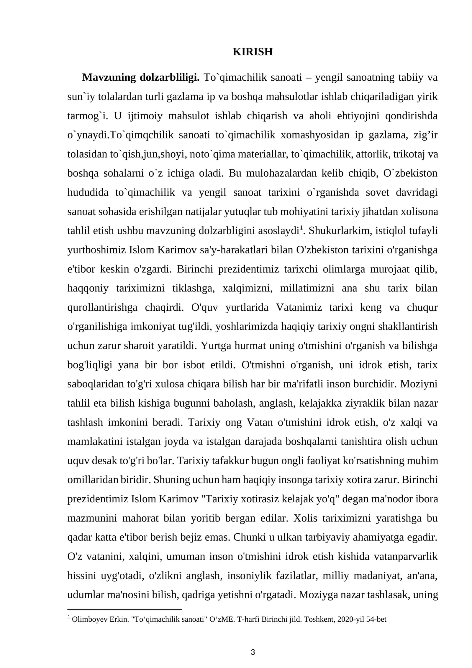 OʻZBEKISTONDA TÓQIMACHILIK SANOATINING PAYDO BO‘LISHI VA RIVOJLANISHI