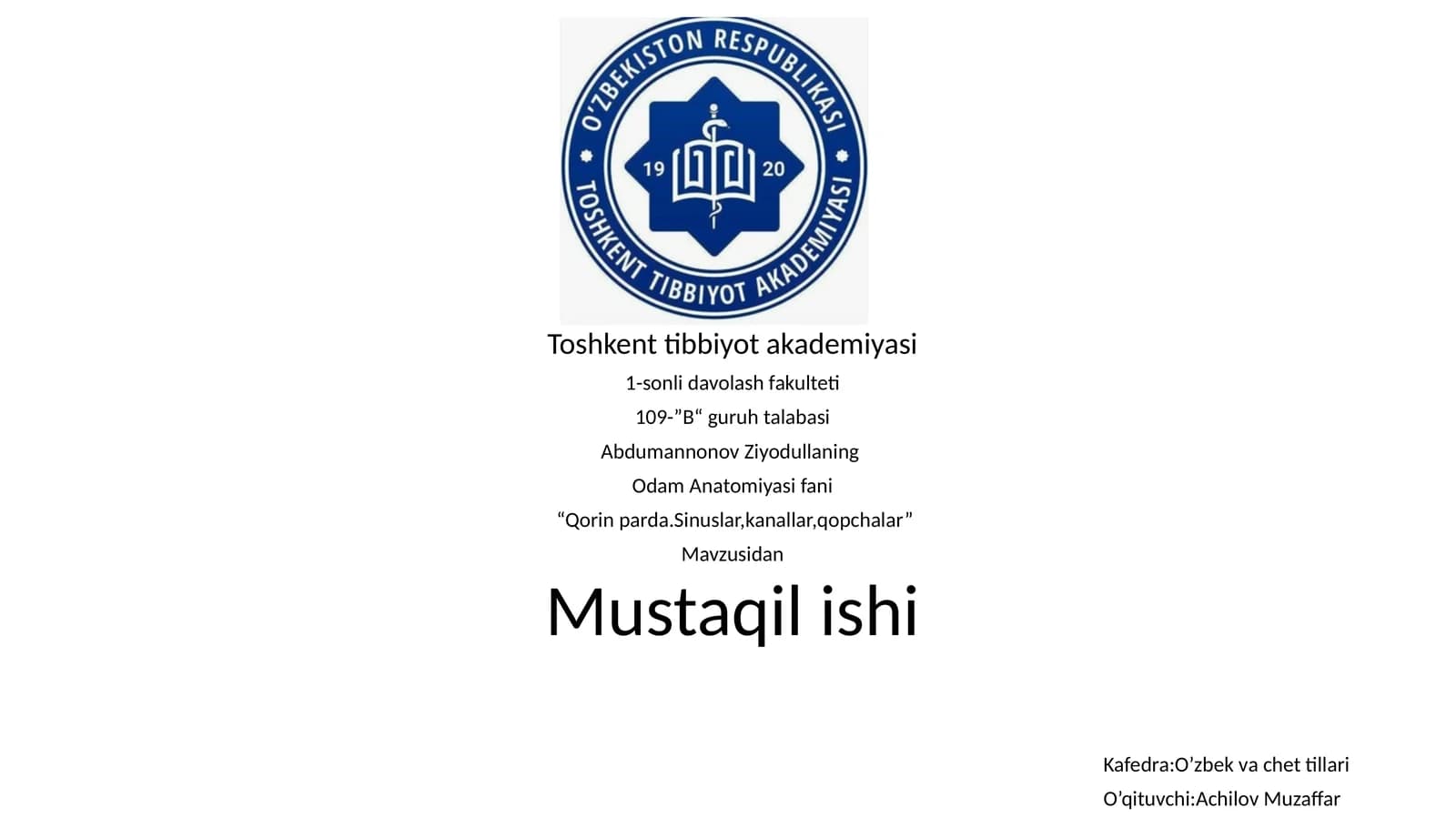 Qorinparda. Sinuslar, kanallar, qopchalar.