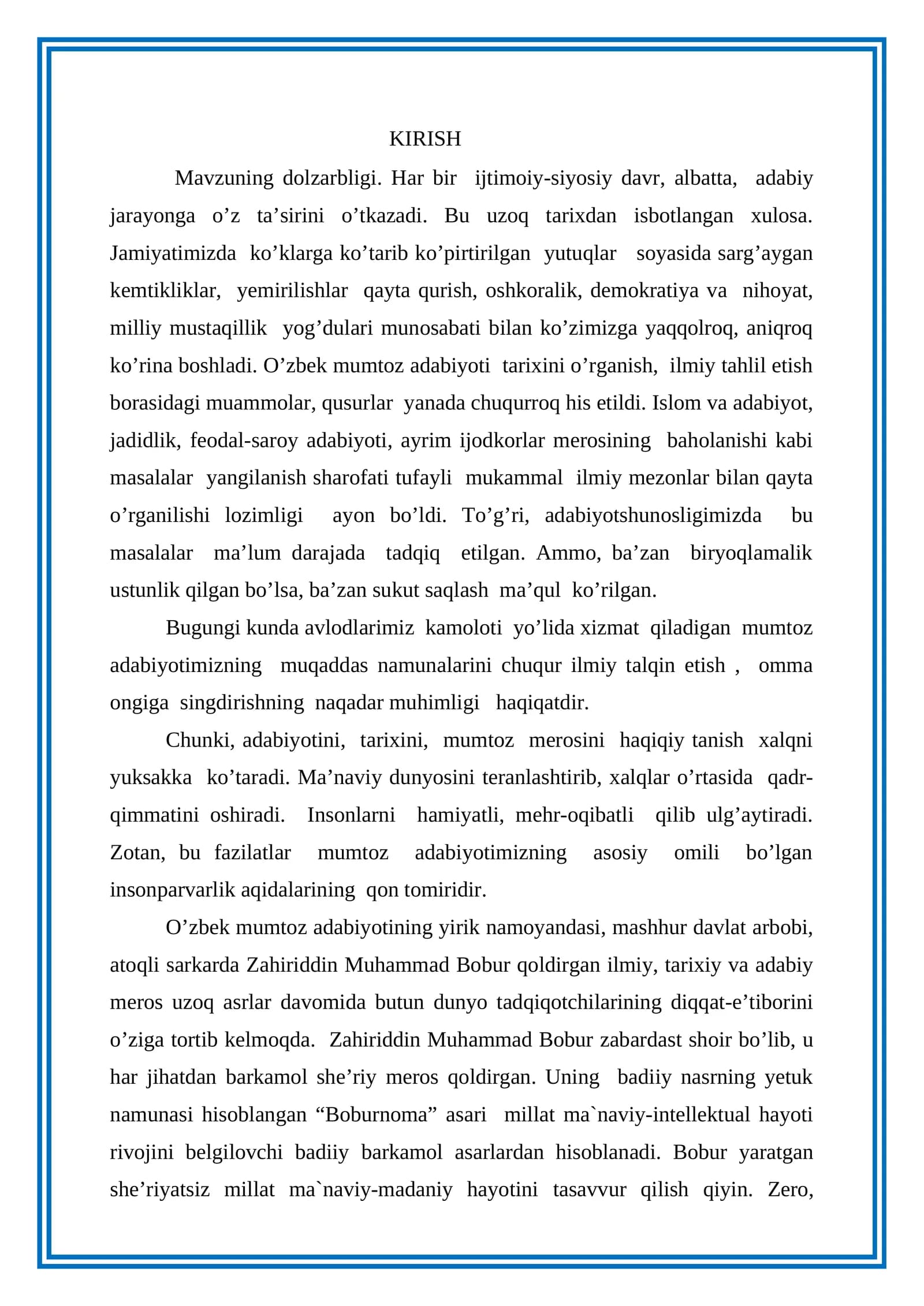 Bobur va unig ijodi. Adabiyot va din