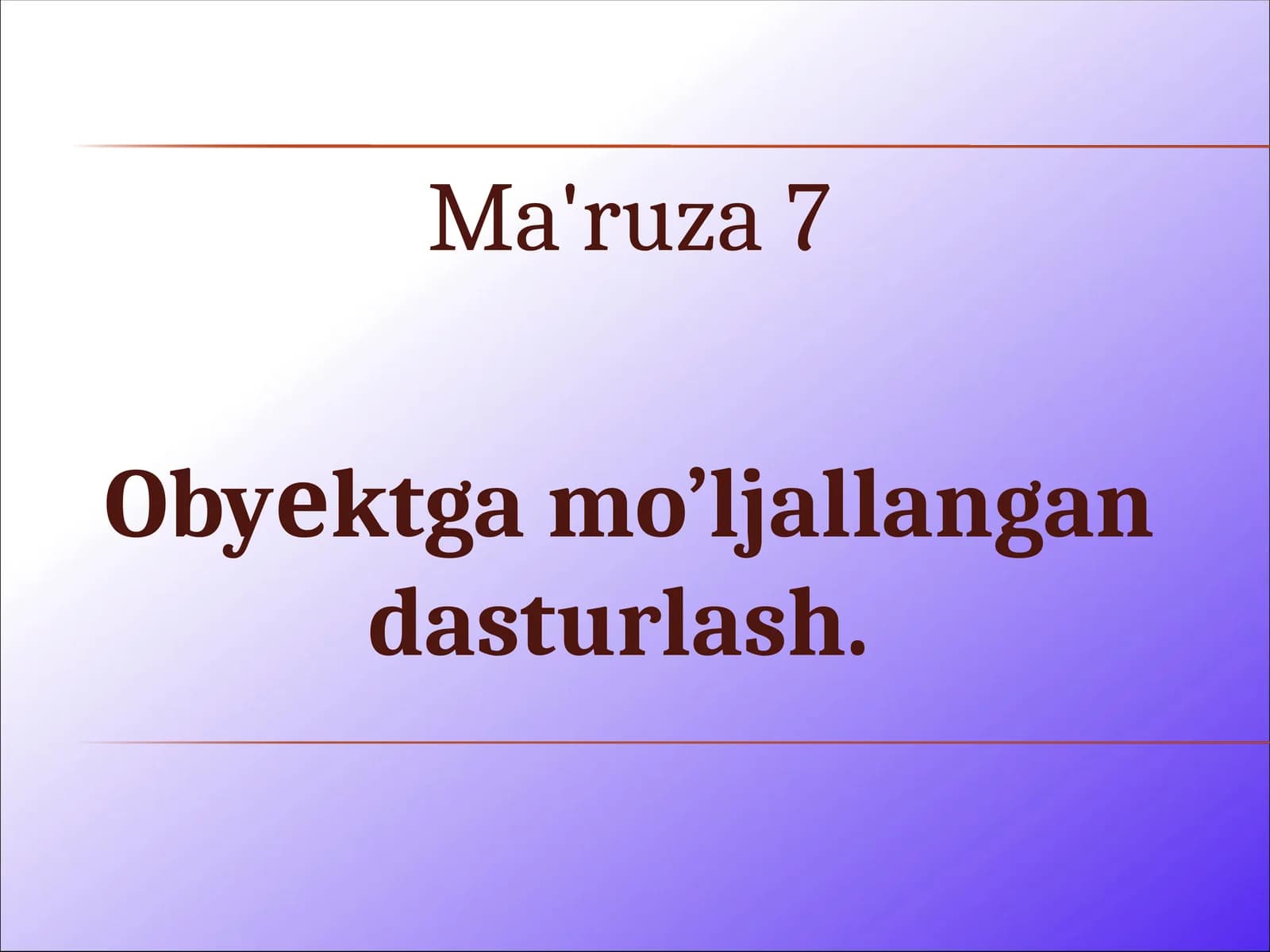 obyektga mo'ljallangan dasturlash