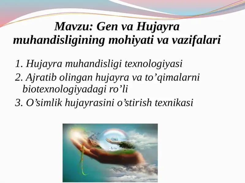 Genva Hujayra muhandisligining mohiyati va vazifalari