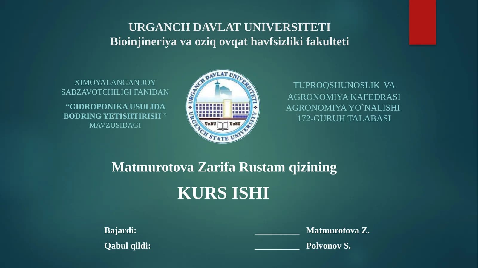 Gidroponika usulida bodring yetishtirish