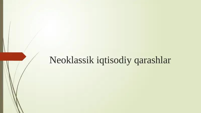 Neoklassik iqtisodiy qarashlar