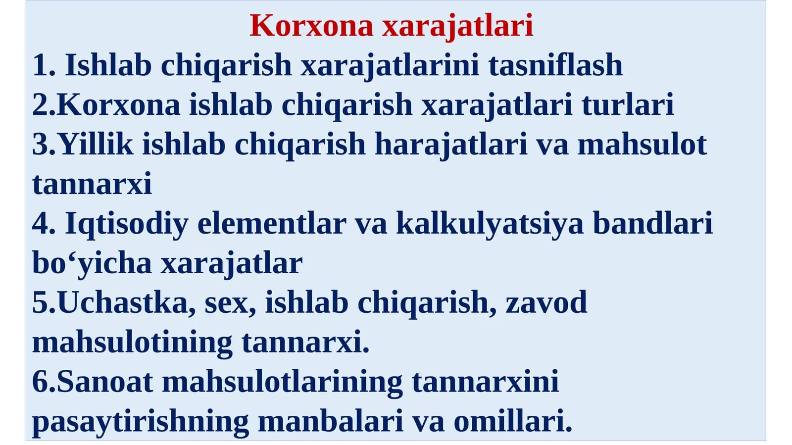 Ishlab chiqarish xarajatlari