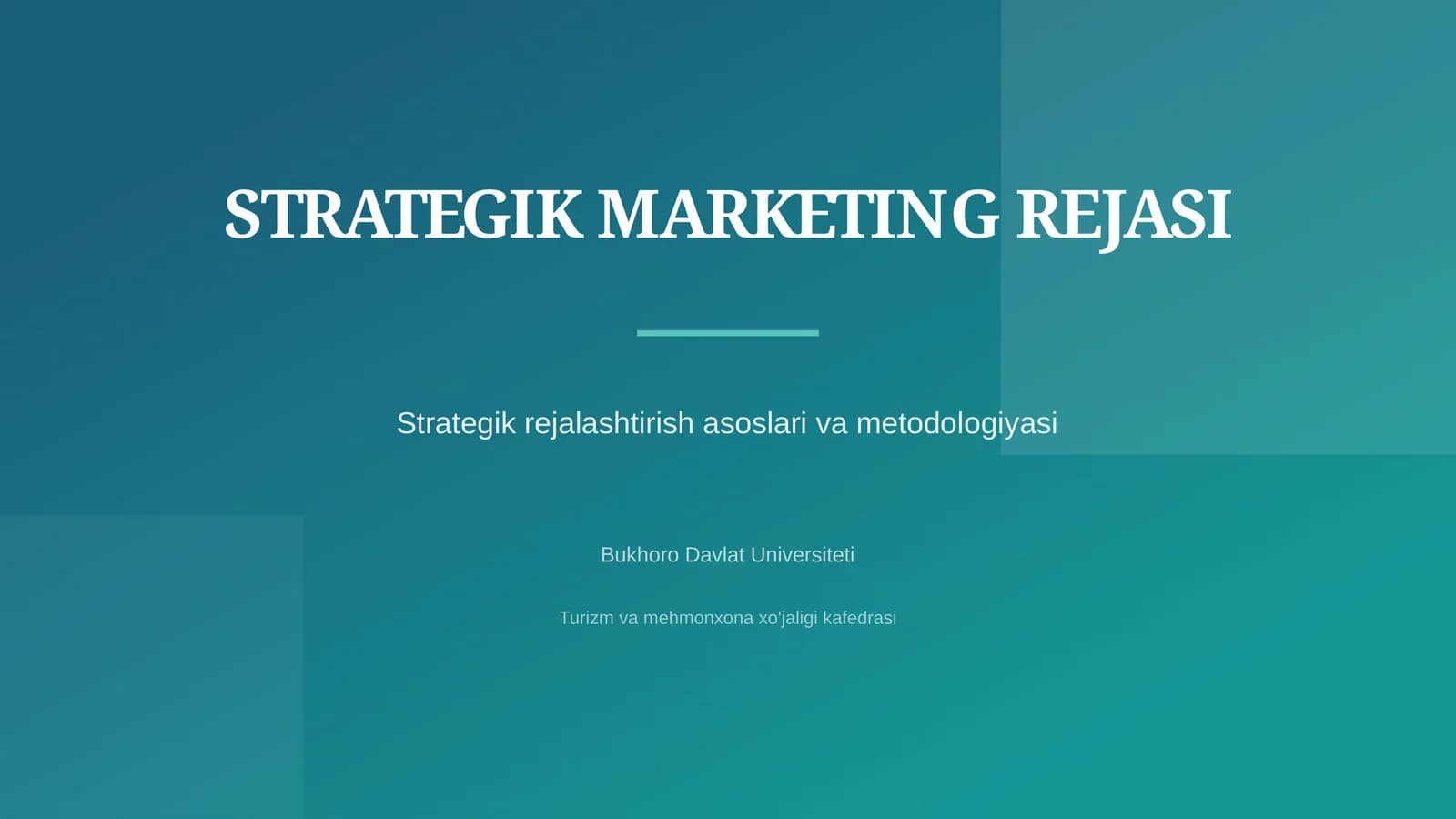 Strategik marketing rejasi