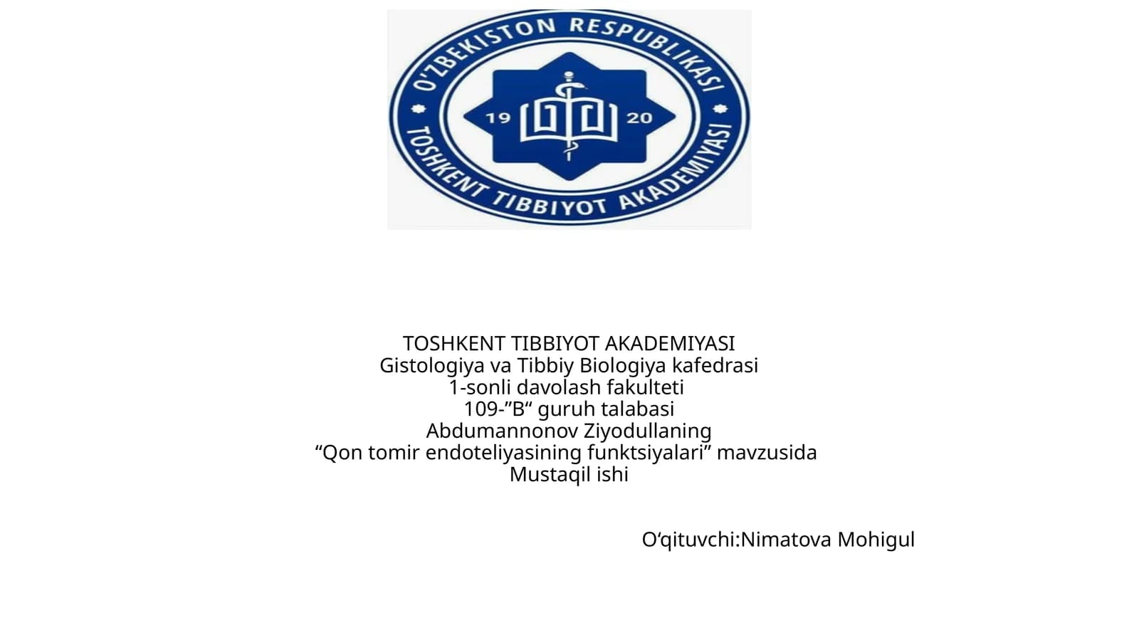 Qon tomir endoteliyasining  funktsiyalari