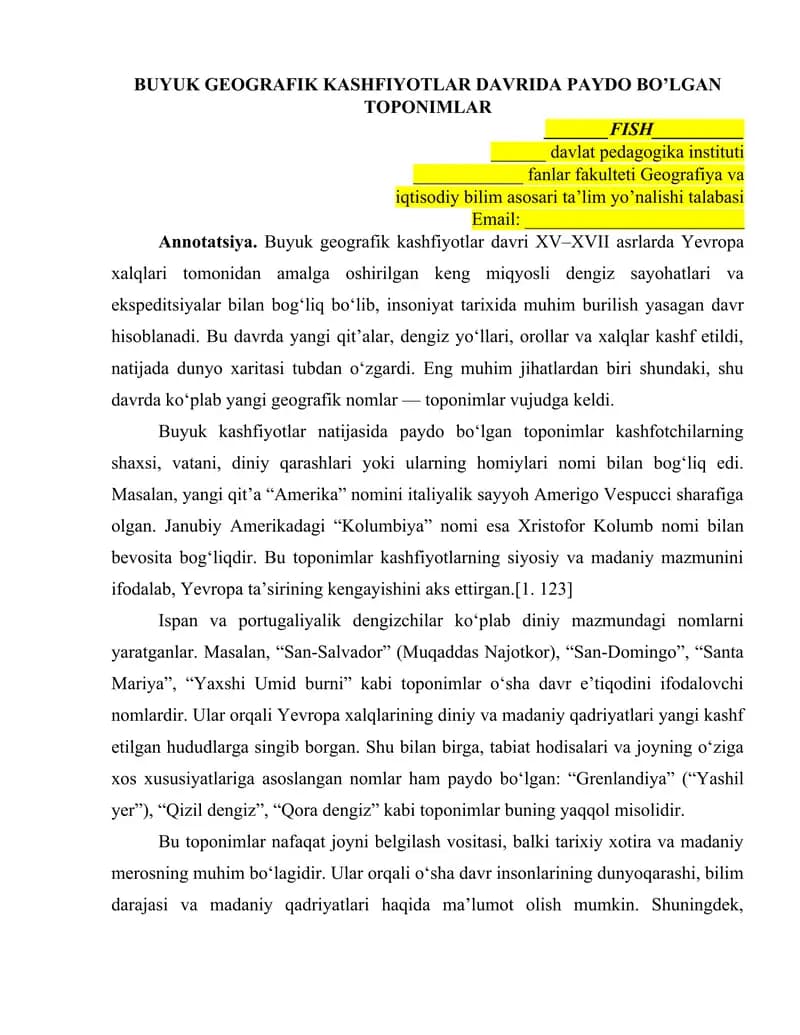 geografiya maqola