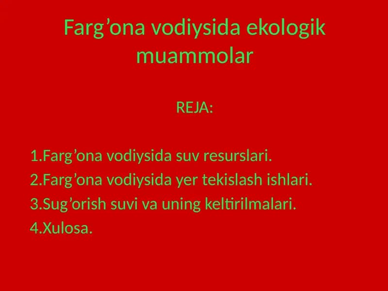 Farg’ona vodiysida ekologik muammolar