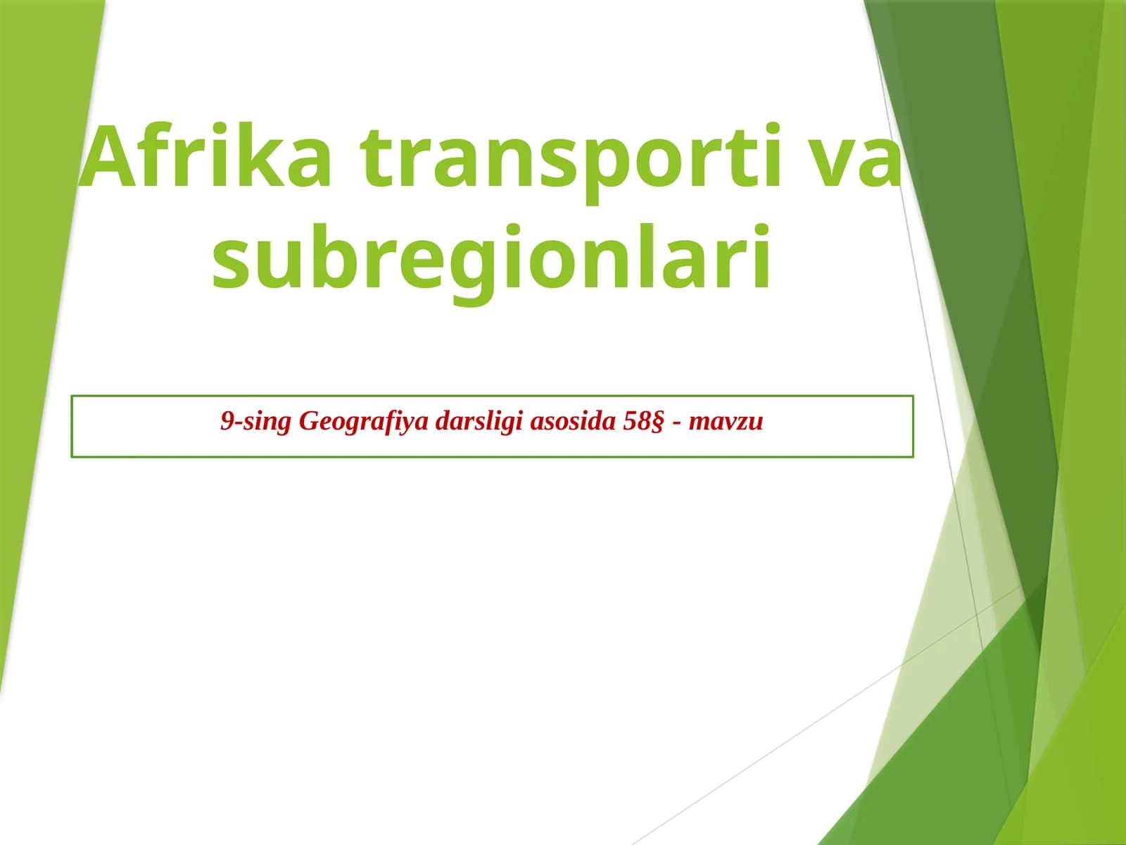 Afrika transporti va subregionlari