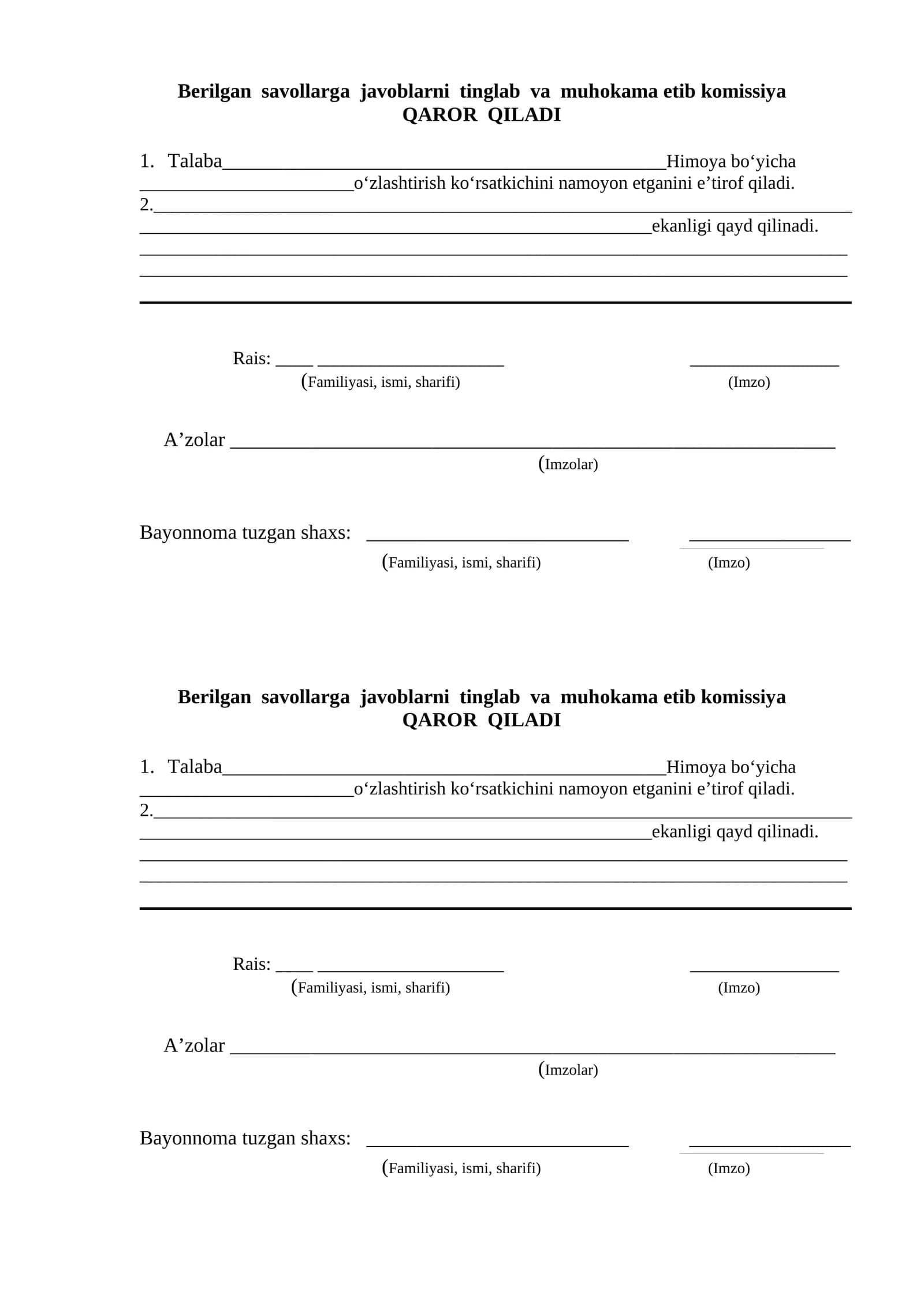 Kurs ishi Bayonnomasi