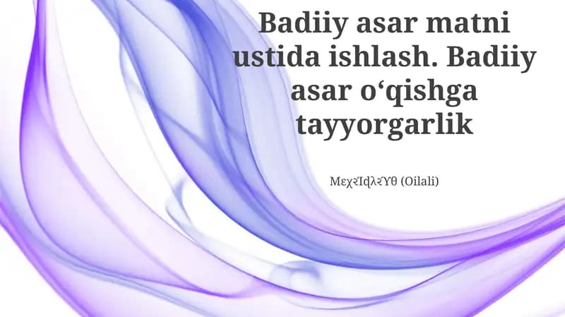 Badiiy asar matni ustida ishlash. Badiiy asar oʻqishga tayyorgarlik strategiyasi. Kutishni belgilash. Nishon auditoriyani tanib olish