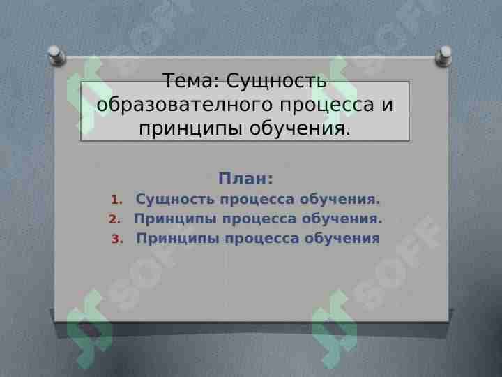 Сущность образователного процесса и принципы обучения