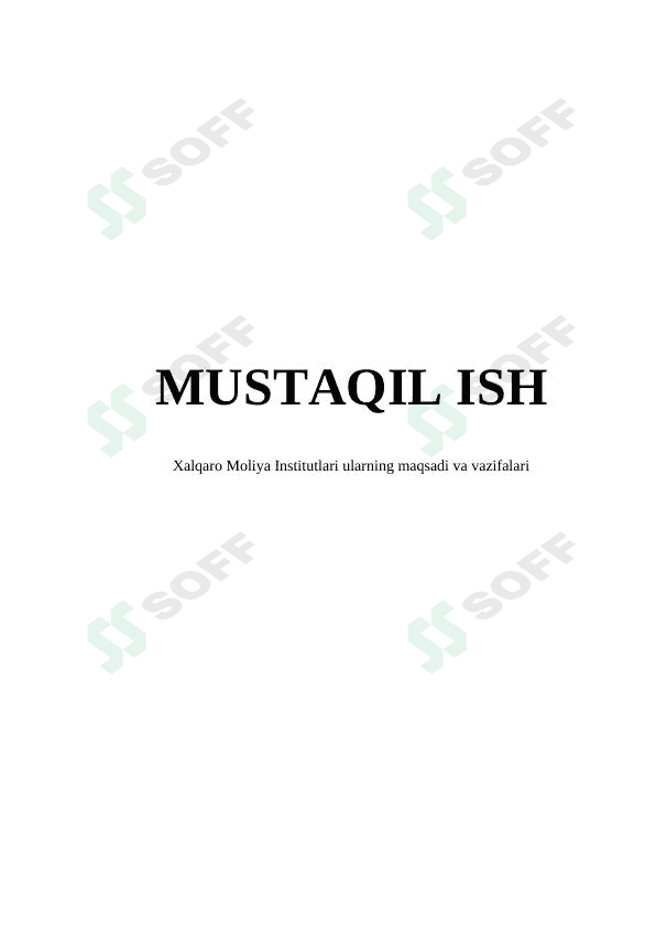 xalqaro moliya institutlari