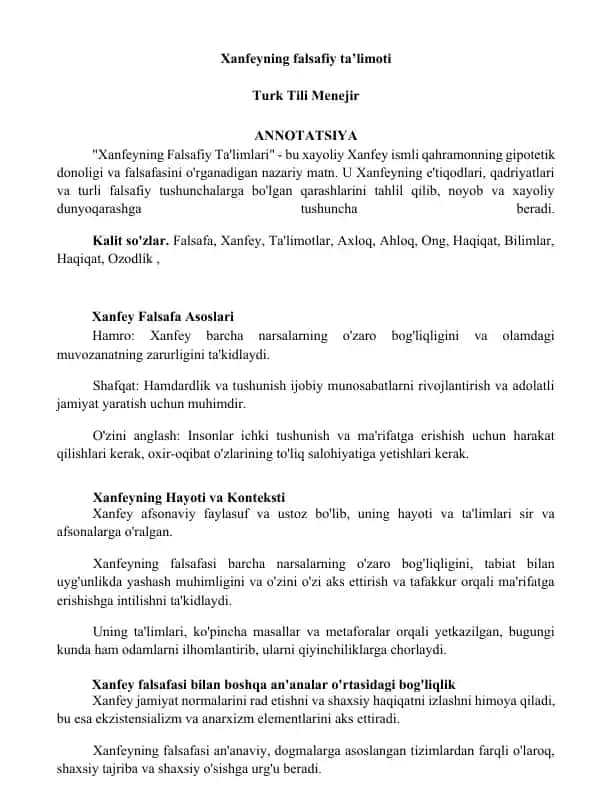 Xanfeyning falsafiy ta’limoti