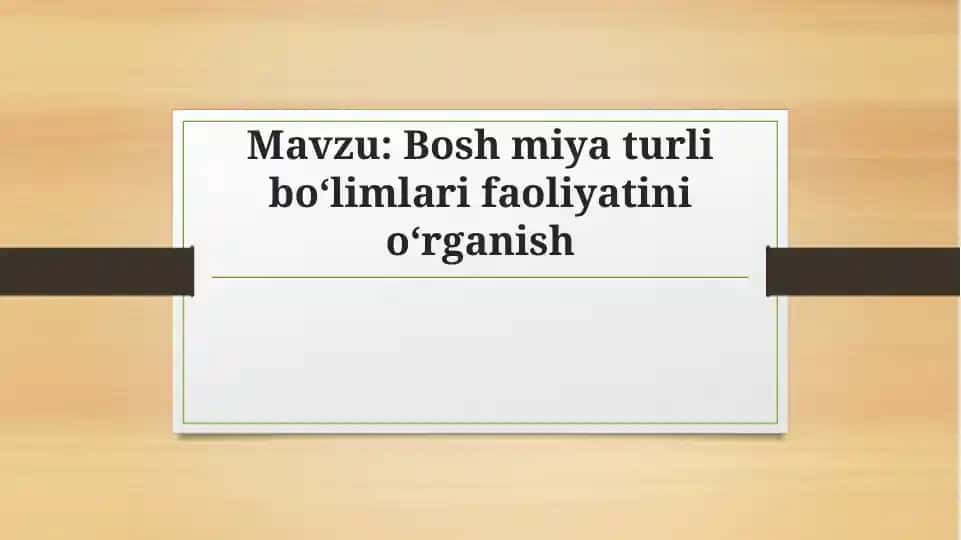 Bosh miya turli boʻlimlari faoliyatini oʻrganish