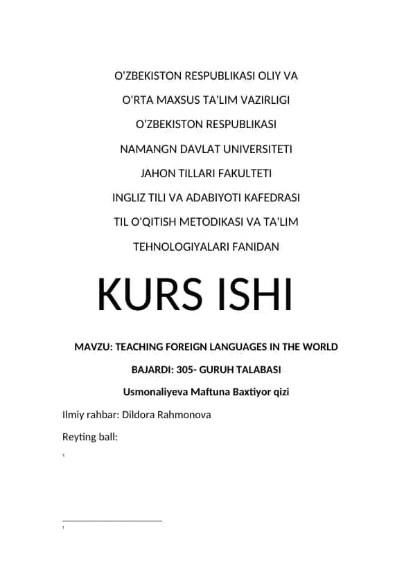 TEACHING FOREIGN LANGUAGES IN THE WORLD